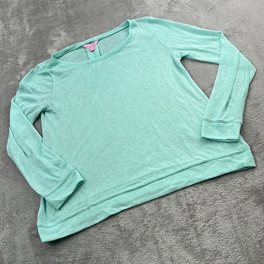 Lilly Pulitzer M Mint Teal Light Green Long‎ Sleeve Pullover Lightweight Shirt